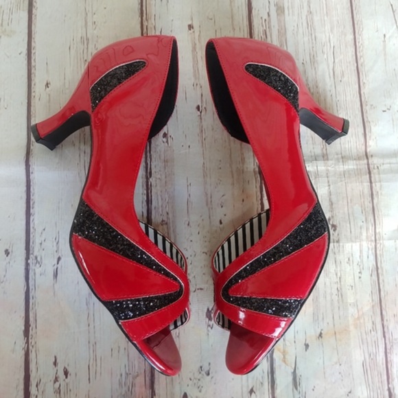 PLEASER | Red & Black Patent Leather Jenna Heels Size 14M. New in the box! - Picture 7 of 16